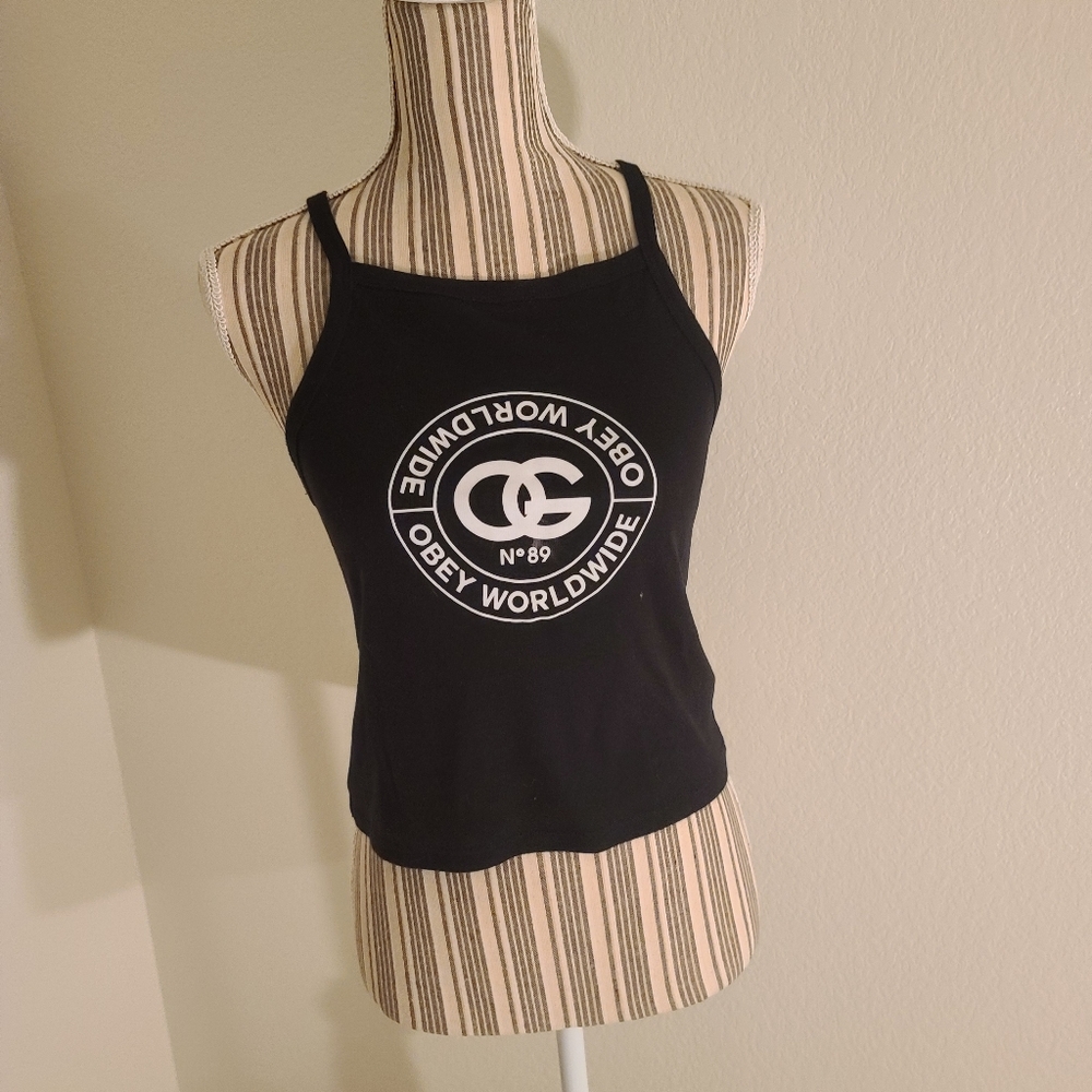 Obey crop tank top